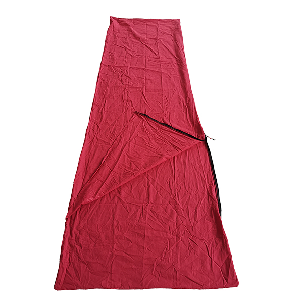 Cotton sleeping bag liner with zipper